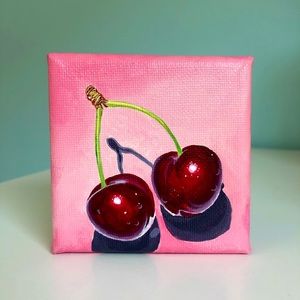 🍒 Cherry Still Life Original Painting Fruit Art
